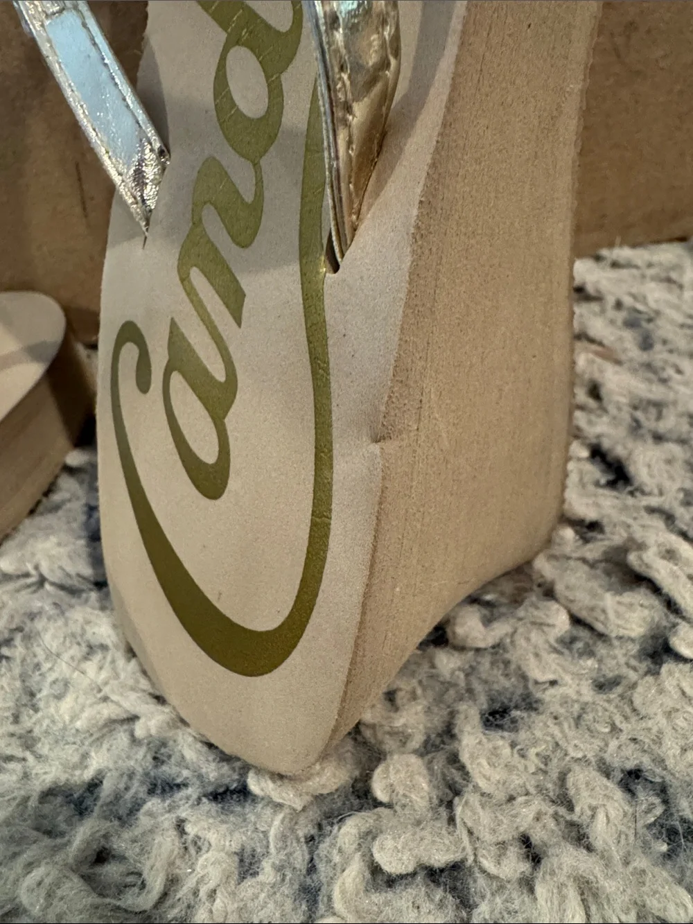 Candie's Nude Rhinestone Wedge Flip Flops